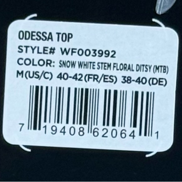 NWT Wildfox Odessa Top Snow White Stem Floral - Picture 9 of 10